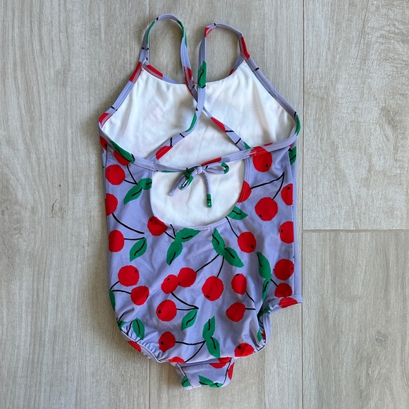 Hanna Andersson Kids Swim One Piece - Purple with Red Cherry Print - Picture 2 of 3